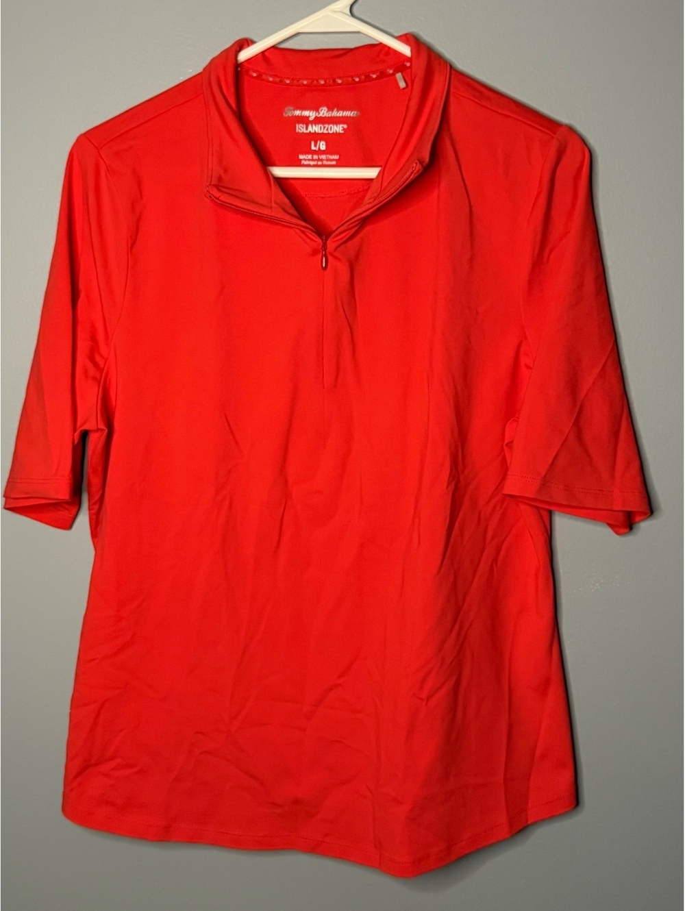 Tommy Bahama IslandZone Women's Polo Shirt L/G Red Nylon Spandex